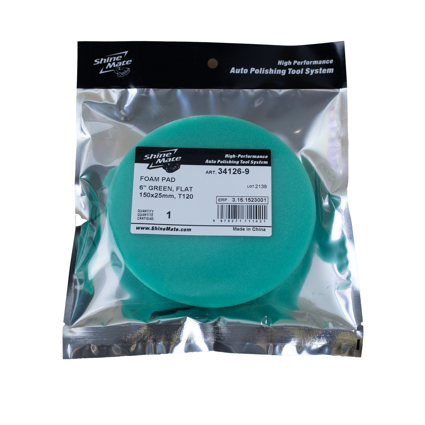 SHINE MATE 6IN GREEN HEAVY CUT FLAT PAD