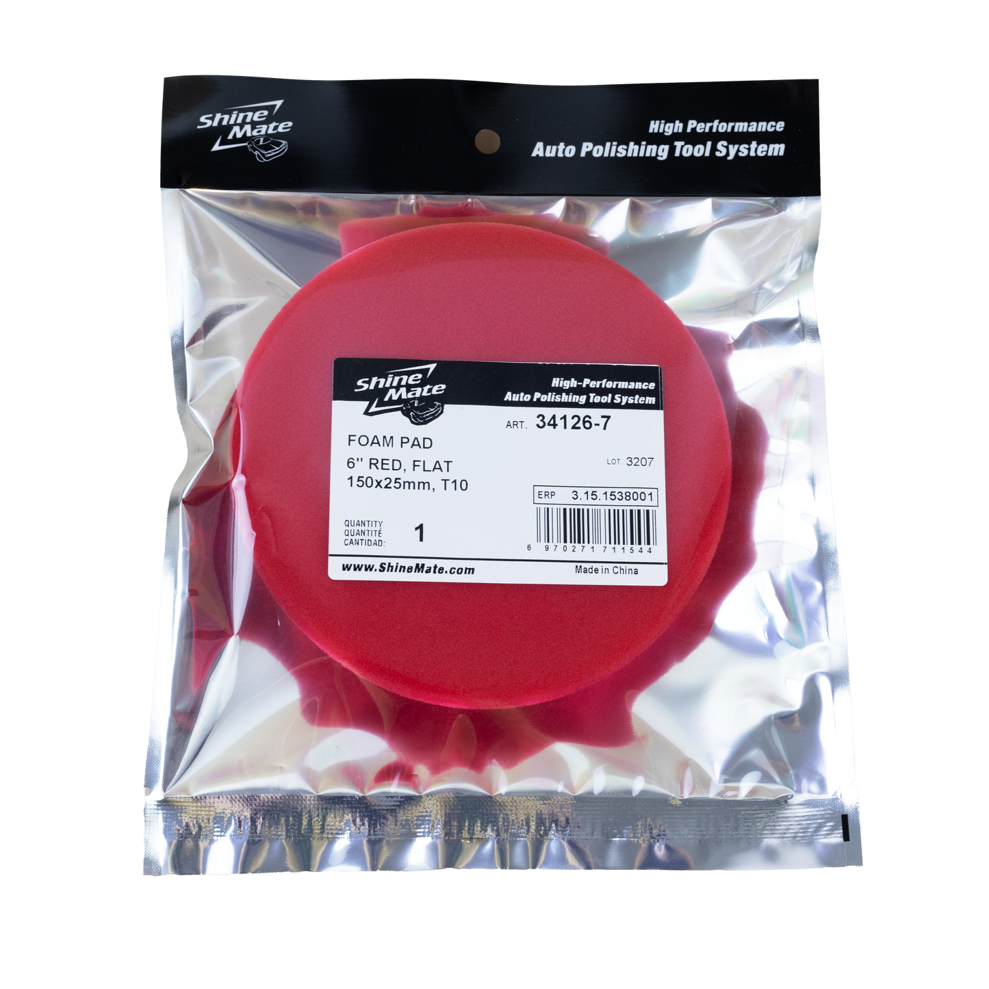 SHINE MATE 6IN RED FINISHING FLAT PAD