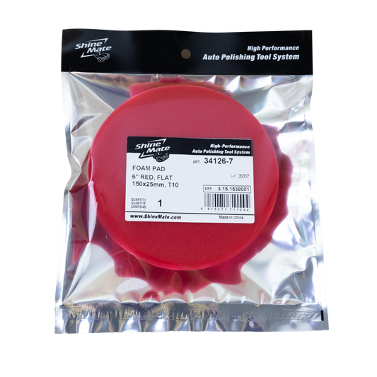 SHINE MATE 6IN RED FINISHING FLAT PAD